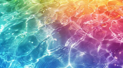 Fototapeta na wymiar Rainbow Swimming pool water texture Background in bright and airy in rainbow colors created with Generative AI Technology