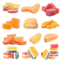 Fotobehang Delicious jelly candies isolated on white, set © New Africa
