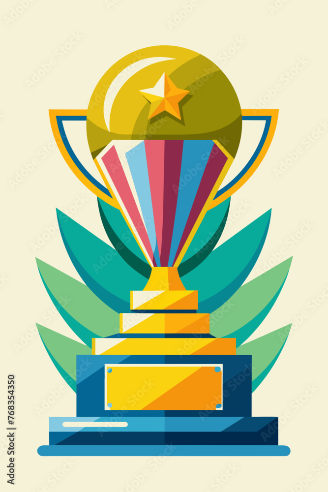 Wall mural a trophy in minimalist vector style.