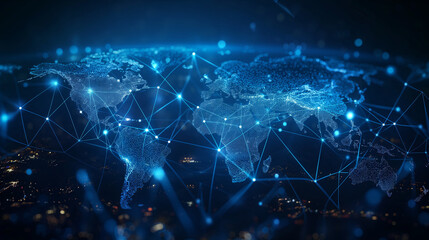 Global network connection. World map point and line composition concept of global business. Vector Illustration.