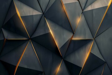Abstract geometric gold and black background with glowing oppulent, luxuruy elements created with Generative AI Technology - obrazy, fototapety, plakaty