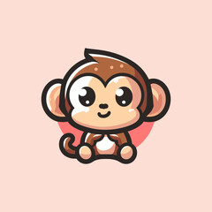Monkey Mascot Logo Illustration Chibi is awesome logo, mascot or illustration for your product, company or bussiness