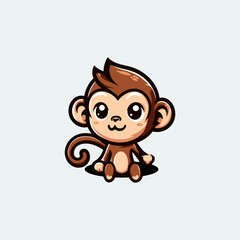 Monkey Mascot Logo Illustration Chibi is awesome logo, mascot or illustration for your product, company or bussiness