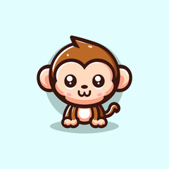 Monkey Mascot Logo Illustration Chibi is awesome logo, mascot or illustration for your product, company or bussiness