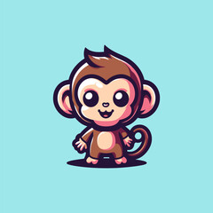 Monkey Mascot Logo Illustration Chibi is awesome logo, mascot or illustration for your product, company or bussiness