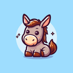 Mule Mascot Logo Illustration Chibi is awesome logo, mascot or illustration for your product, company or bussiness