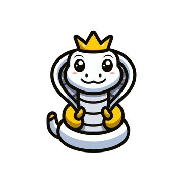 King Cobra Cute Mascot Logo Illustration Chibi is awesome logo, mascot or illustration for your product, company or bussiness