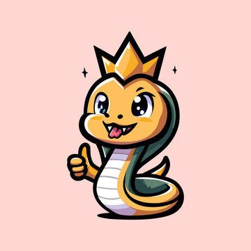 King Cobra Cute Mascot Logo Illustration Chibi is awesome logo, mascot or illustration for your product, company or bussiness
