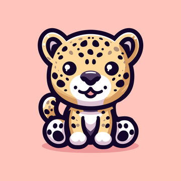 Leopard Mascot Logo Illustration Chibi is awesome logo, mascot or illustration for your product, company or bussiness