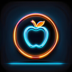 Blue Neon Peach Icon: Adding a Cool Twist to Your Designs(Generative AI)