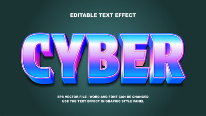 Editable Text Effect Cyber 3D Vector Template