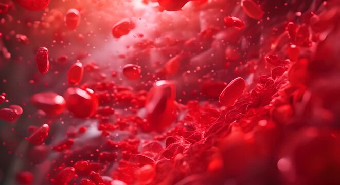 Oxygen molecules dispersing in the bloodstream, visualized at the micro level