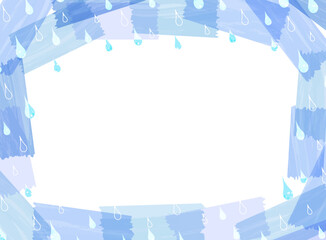 水彩風の雨のイメージイラストフレーム