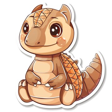 recommend clip art: Adorable cute armadillo sticker in cartoon vector style illustration