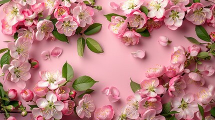 Blooming Pink: A Top View of Flower Blossom Pattern on Vibrant Background