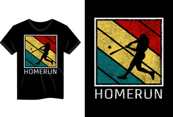 Home Run Baseball Retro Vintage T Shirt Design