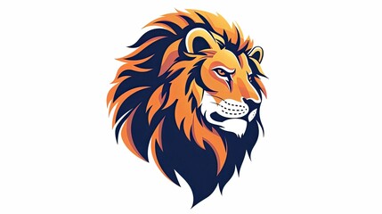 Powerful and Majestic Lion Mascot Logo Design in Flat Graphic Style on White Background