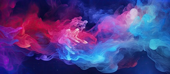 Vibrant swirls of colorful smoke creating an abstract pattern on a dark black background