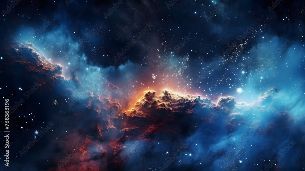 Wall mural cosmic space nebula starry sky abstract poster web page ppt background with generative