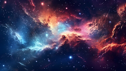 Obraz premium Cosmic space nebula starry sky abstract poster web page PPT background with generative