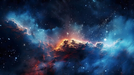 Fototapeta premium Cosmic space nebula starry sky abstract poster web page PPT background with generative