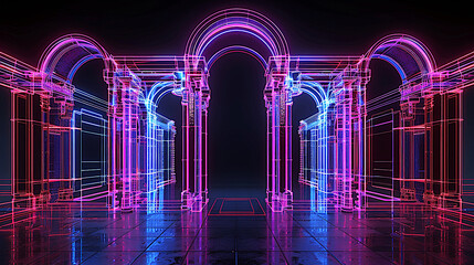 Neon light architectural sketch