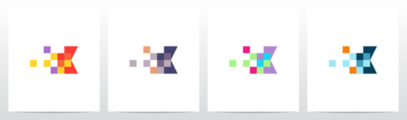 Square Pixel Trail Eroded Letter Initial Logo Design K