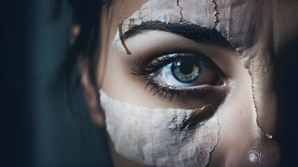 Portrayal of Domestic Violence: A Victim's Silent Plea for Help - obrazy, fototapety, plakaty