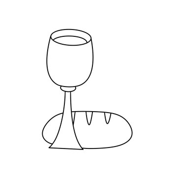 wine glass bread outline drawing clip art preview