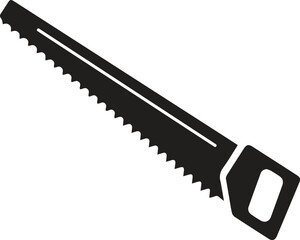 Hand saw or handsaw carpentry tool line art vector icon for apps and websites - obrazy, fototapety, plakaty