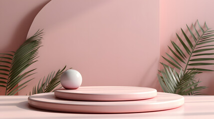 Obraz premium Pink tone e-commerce product display 3D stage horizontal version web page background