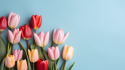 Tulip flowers in pastel colors