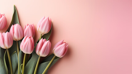 Tulip flowers in pastel colors