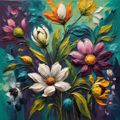 Abstract floral paint backgrounds with expressive splashes, capturing the essence of nature's beauty in vibrant hues.