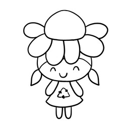 Earth day girl outline drawing