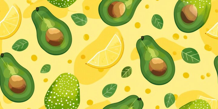 Colorful Avocado and Lemon Pattern