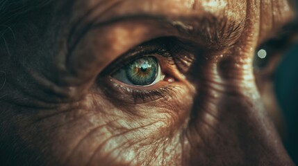 Ageless Beauty Female Face with Forehead Wrinkles - obrazy, fototapety, plakaty
