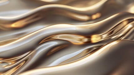 Golden Liquid Waves Texture - obrazy, fototapety, plakaty