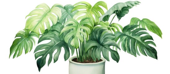 A terrestrial plant in a flowerpot with lush green leaves, set against a white background. It adds a touch of nature to any indoor space