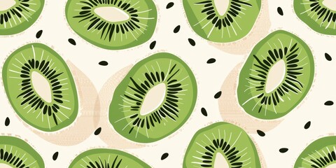 Fototapeta premium Vibrant Kiwi Fruit Pattern Design