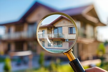 Analyzing Real Estate Market for Optimal Offers with a Magnifying Glass. Concept Real Estate Market Analysis, Offer Strategy, Magnifying Glass Analysis