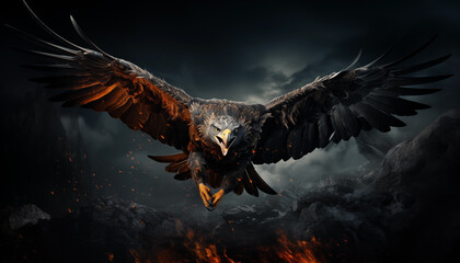 Bald eagle portrait close-up wallpaper background image created with a generative ai technology