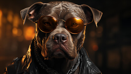 Smart dog portrait wallpaper image created with a genrative ai technology 