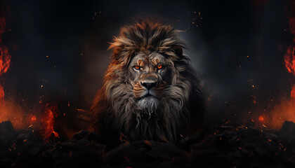 Lion portrait wallpaper image background created with a generative ai technology