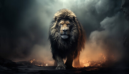 Lion wallpaper image background created with a generative ai technology  - 768370160