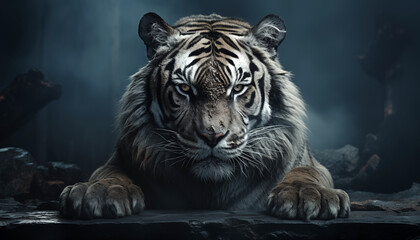 Tiger portrait wallpaper image background created with a generative ai technology  - 768370184
