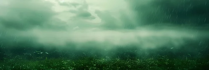  A green field with rain falling on it © inspiretta