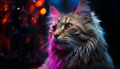 Beautiful cat wallpaper image background created with a genrative ai technology  - 768370980