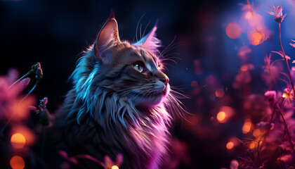 Beautiful cat wallpaper image background created with a genrative ai technology  - 768370990