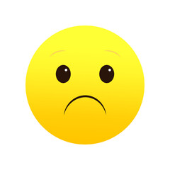 Fototapeta premium Sad emoji, yellow hue. Single tear, downcast eyes. Expressive, emotive graphic. Vector illustration. EPS 10.